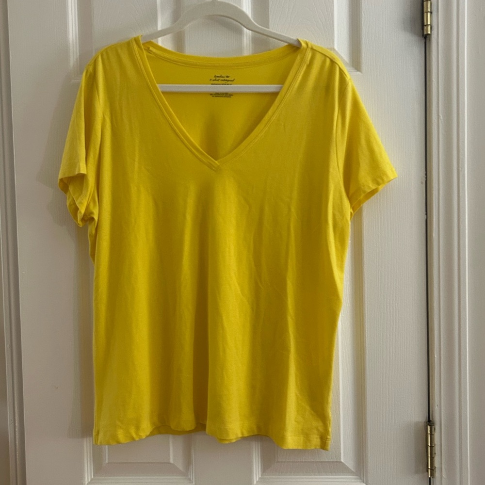 Banana Republic Sz XL Yellow V-Neck Women's Top